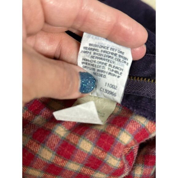 VTG LL Bean Women's 14 Flannel-Lined Purple Cropped Cargo Jeans - Picture 9 of 10
